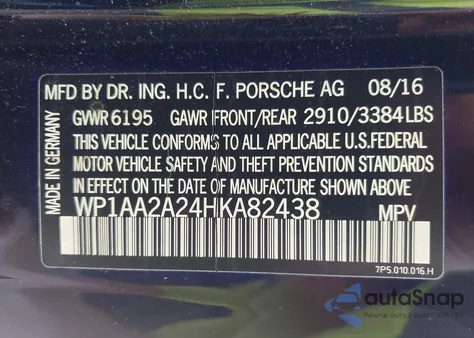 2017 Porsche Cayenne Platinum Edition из США, поврежденный, VIN WP1AA2A24HKA82438